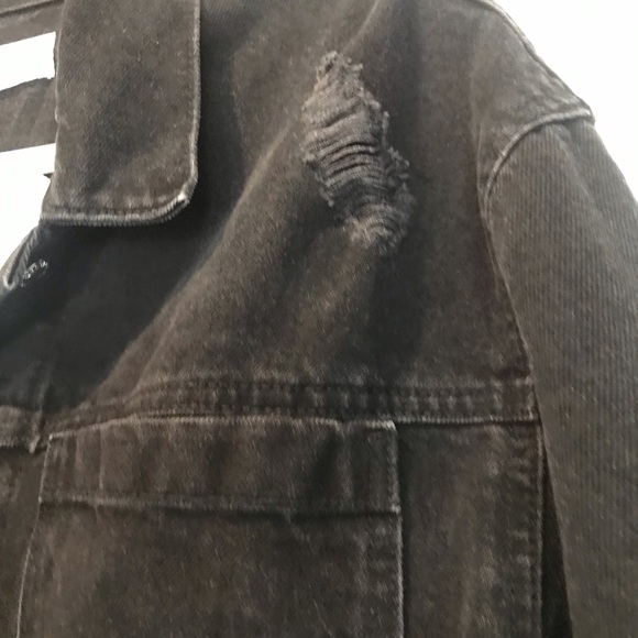 NWT Mango MNG Denim Black Distressed Jacket M - Picture 7 of 10